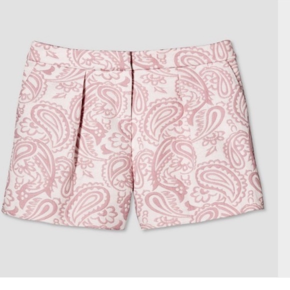 Victoria Beckham Target Women'sBlush Floral Pleated Jacquard Short shorts NWT